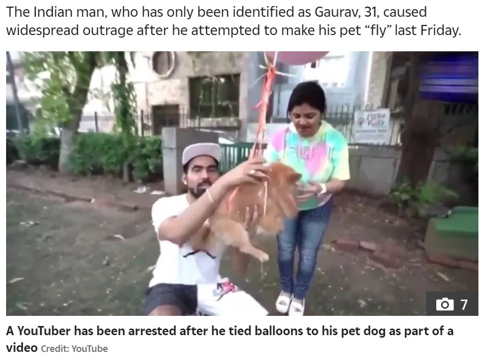 愛犬を風船で大空へ ユーチューバーが動物虐待で逮捕 印 動画あり