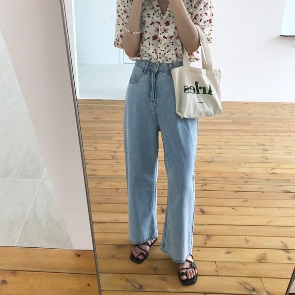 夏季薄款垂墜 牛仔寬褲 CC KOREA ～ Q23597