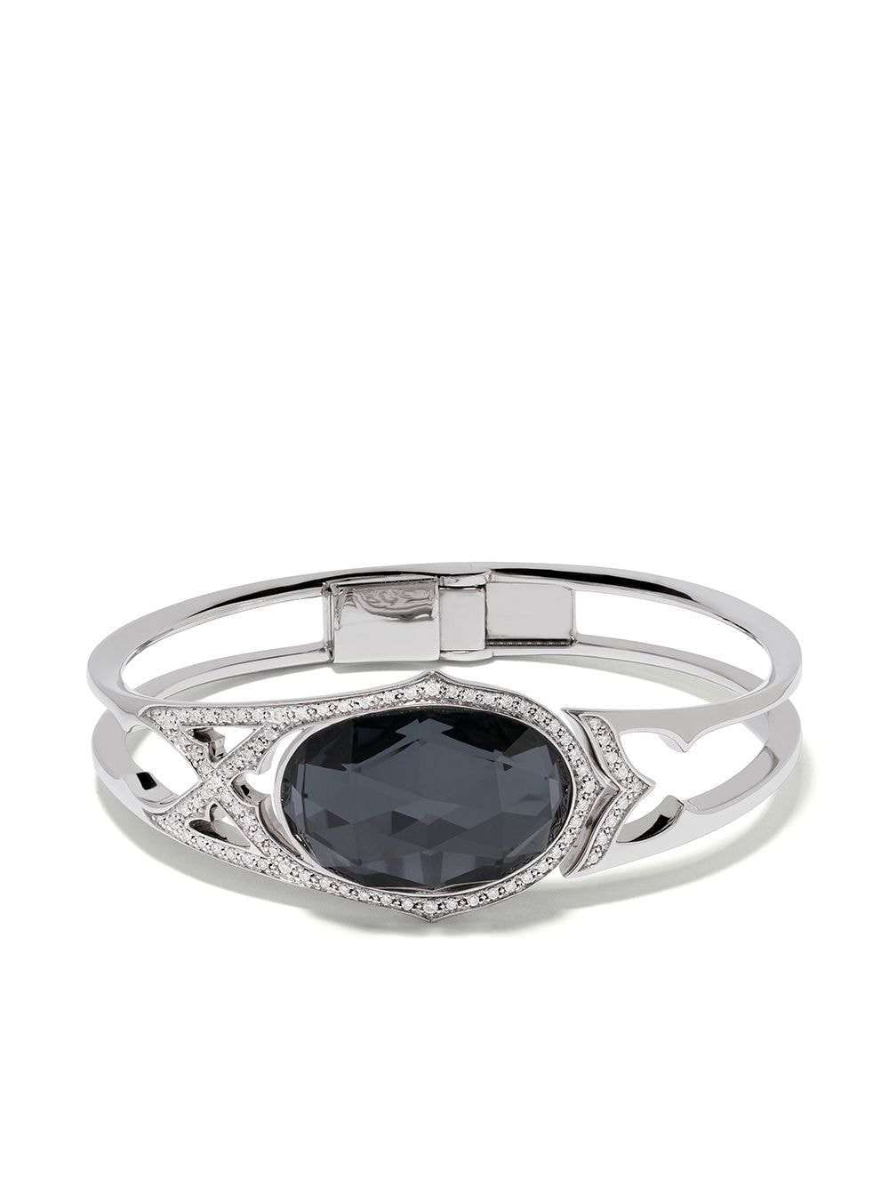 Stephen Webster - 18kt white gold Crystal Haze Love diamond, quartz and hematite bangle - women - Hematite/18kt White Gold/quartz/White Diamond - O...