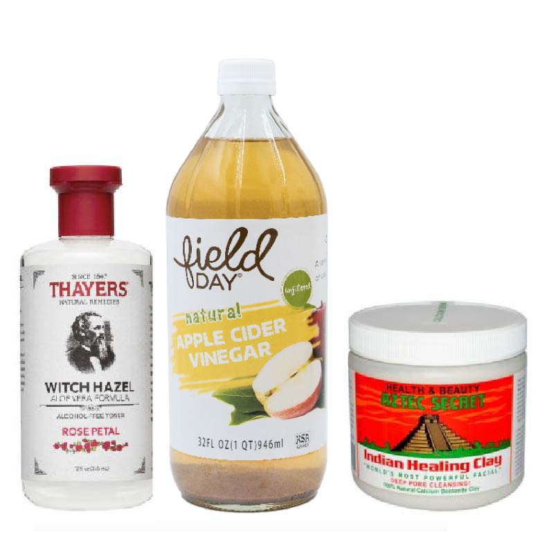 [深清保濕三件組]-Aztec Secret印度神泥＋級優蘋果醋+Thayers金縷梅玫瑰化妝水