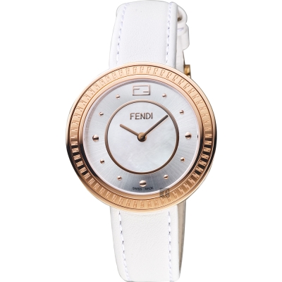 原廠公司貨，瑞士製藍寶石水晶鏡面，珍珠貝錶盤可拆式狐毛Glamy裝飾料號：F370534541