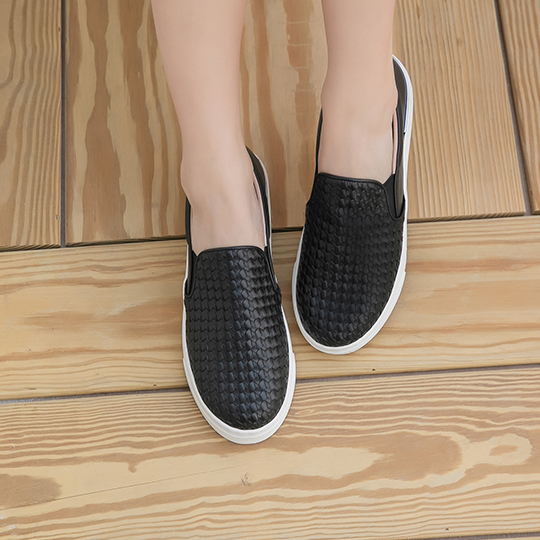 MIT編織感素面百搭懶人休閒鞋 100392-黑