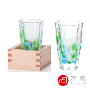 日本津輕 手作清酒杯(含木盒)-共2款清萌綠