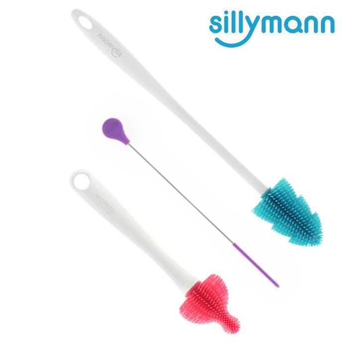 韓國 sillymann 100%鉑金矽膠刷超值組 奶瓶刷 奶嘴刷 吸管刷 清潔刷 4171 三件組