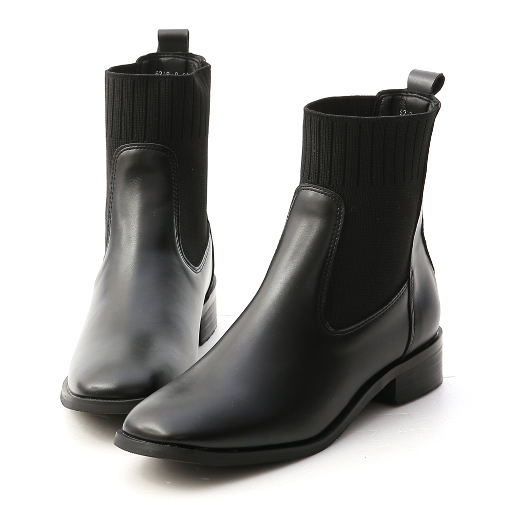 D+AF 街拍主題．針織拼接切爾西短靴