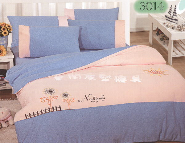 ＊睡美人寢具＊無印良品風格─針織布材質3014．四件式雙人加大床包+薄被套 6*6.2 MIT 圖案是立體的