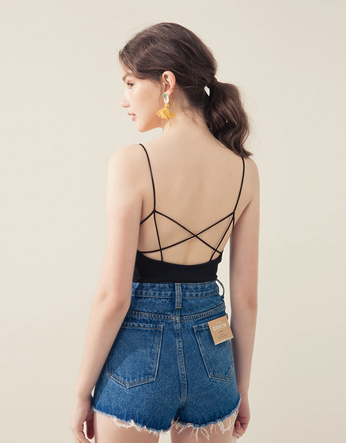 美胸V領交叉背心
