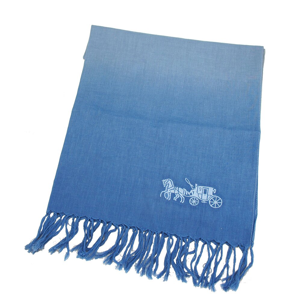 COACH馬車LOGO亞麻圍巾、披肩(漸層藍)