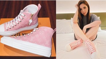 請忍住不要叫太大聲！LV 推出美到翻「玫瑰粉」丹寧帆布鞋，鄧紫棋都穿上了還等什麼？