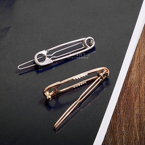 簡約金屬別針造形髮夾 仿別針造型 頭飾 髮飾