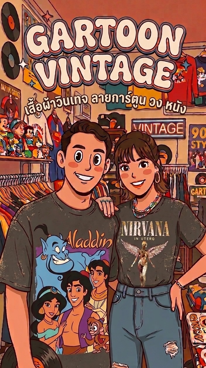 Gartoon Vintage เสื้อผ้ามือ✌️USA ลายการ์ตูน อุบลราชธานี