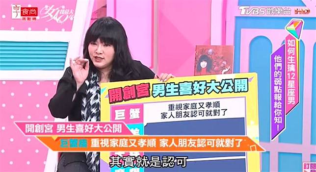 唐綺陽教你如何生擒12星座男人。（圖／翻攝自女人我最大Youtube）