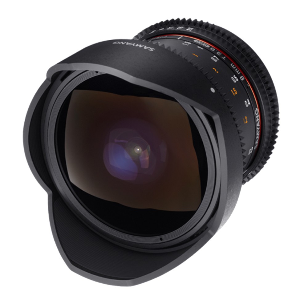 Samyang 8mm T3.8 VDSLR UMC Fish-eye CS II 手動對焦魚眼鏡頭電影鏡頭（For Canon EF、Nikon、Sony E）● 三陽光學的180º廣角● 混合玻璃
