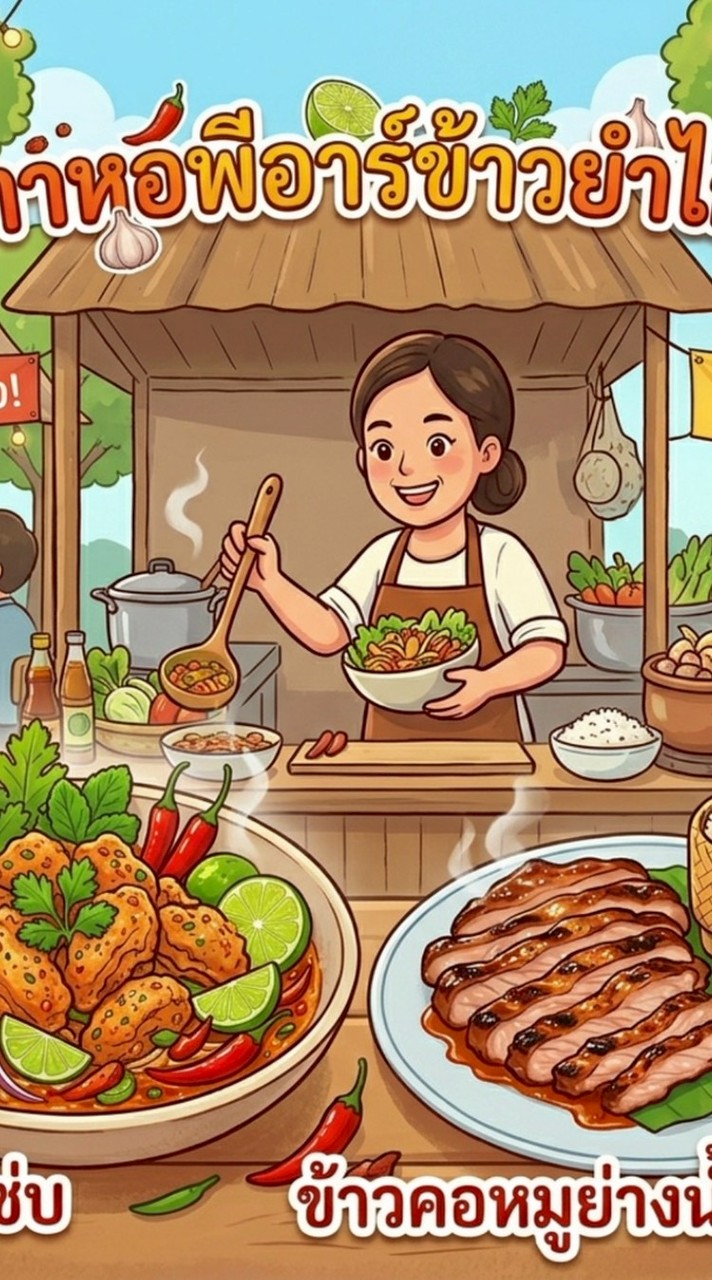 ป้าทา หอพีอาร์          ข้าวยำไก่แซ่บ