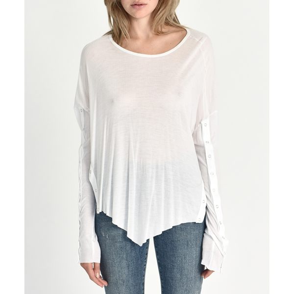 OneTeaspoon 長袖T恤 BAMBOO COTTON RIBBED LONGSLEEVE TEE-白(女)