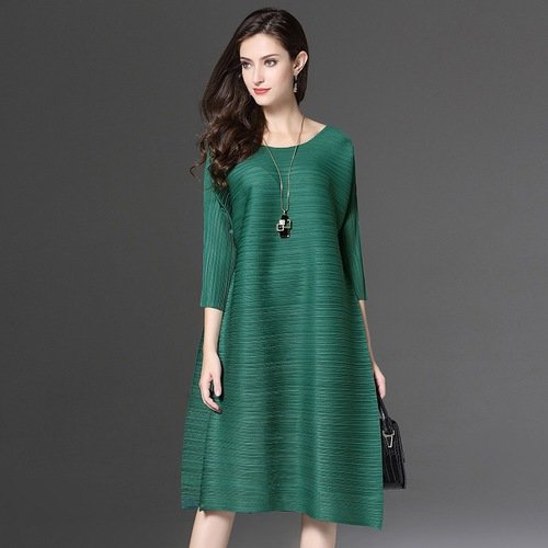 Olivia奧莉精品 One Size 橫條皺褶款彈性修身洋裝 連身裙 小禮服 喜宴媽媽裝 洋裝