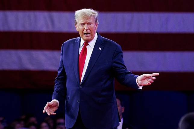 Former U.S. President Donald Trump speaks during the Conservative Political Action Conference (CPAC) at National Harbor in Maryland, the United States, Feb. 24, 2024. (Photo by Aaron Schwartz/Xinhua)