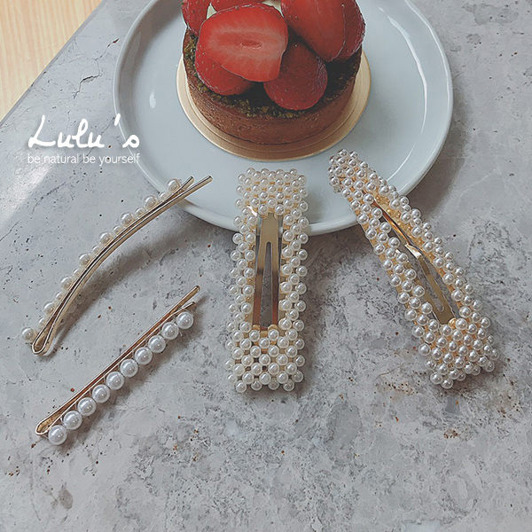 LULUS-特N長方珍珠髮夾-白 現+預【08190002】