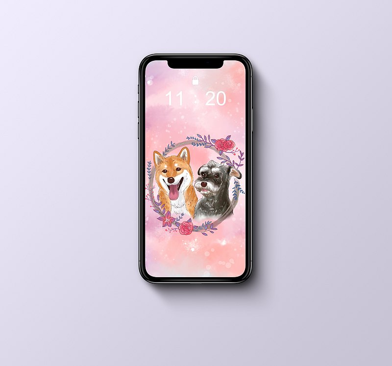 【客製您專屬的毛孩手機桌布】 免費+字，贈送兩款背景，讓您隨心替換?