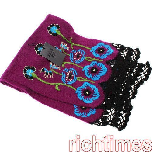 ANNA SUI繡花紫圍巾AS391513