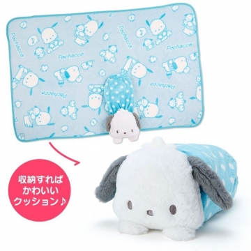 帕恰狗 造型可收納毛毯披肩《藍白》70x100cm.單人毯.2019冬日