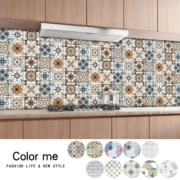 壁紙 壁貼 防油貼 防水 格紋 花磚 鋁箔貼 包膜 瓷磚貼紙 幾何系列防油貼【Z020】color me 旗艦店