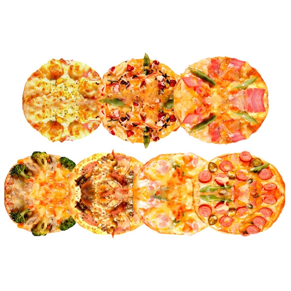 【商品特色】《由廠商直接配送寄出》出貨日需3~7天的工作日網購PIZZA第一品牌！超方便！烤箱烘烤5分鐘即可上桌奶焗薯泥培根／豪華夏威夷／和風章魚燒／主廚鳳梨蝦球／蕈菇煙燻嫩雞／墨西哥辣腸／椰菜鮮菇產