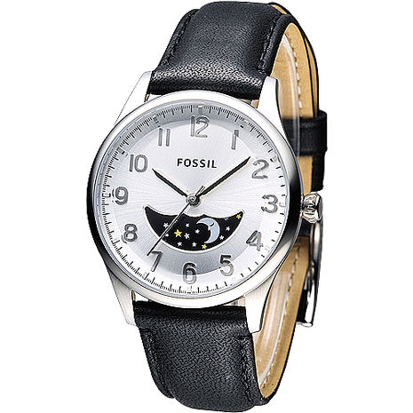 FOSSIL 白晝時梭日相功能男錶-銀/黑(FS4846)