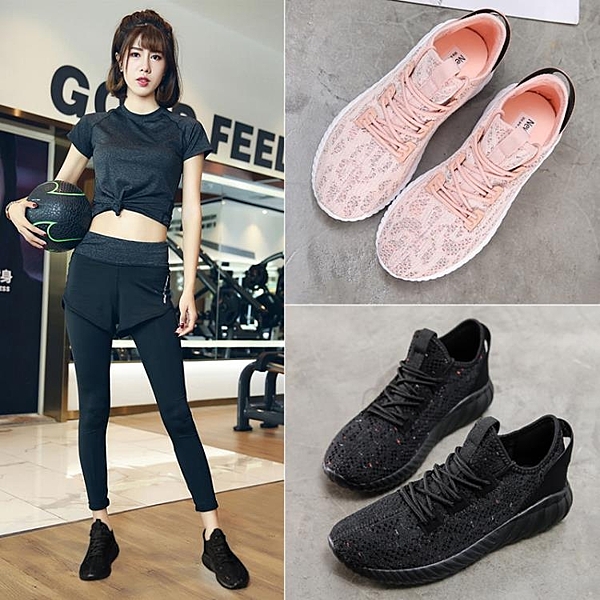 2019韓版黑色網面運動鞋女秋冬新款百搭輕便休閒網紅健身跑步鞋子