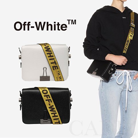 義大利正品 Off-White Black Binder Clip 黑白色經典文件夾釦肩背包