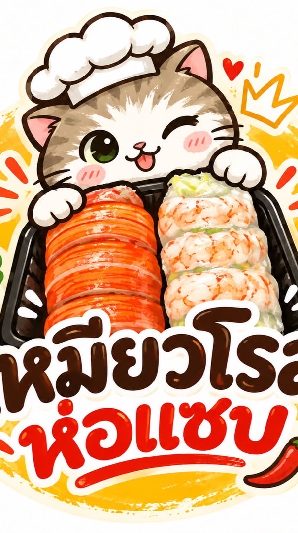 เหมียวโรลห่อเเซ่บ 🥬🍤