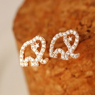 925純銀耳環 鑲鑽耳飾-韓版可愛大象時尚母親節生日情人節禮物女飾品2色73ag190【獨家進口】【米蘭精品】