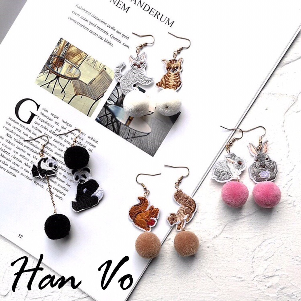 不定期舉辦優惠活動，若有活動會公布在賣場介紹哦顏色：熊貓 松鼠 貓咪 兔子款式：耳針尺寸：熊貓 全長7-8公分 松鼠 全長6-7.5公分 貓咪 全長7.5公分 兔子 全長6公分精細擬真的動物刺繡搭配可