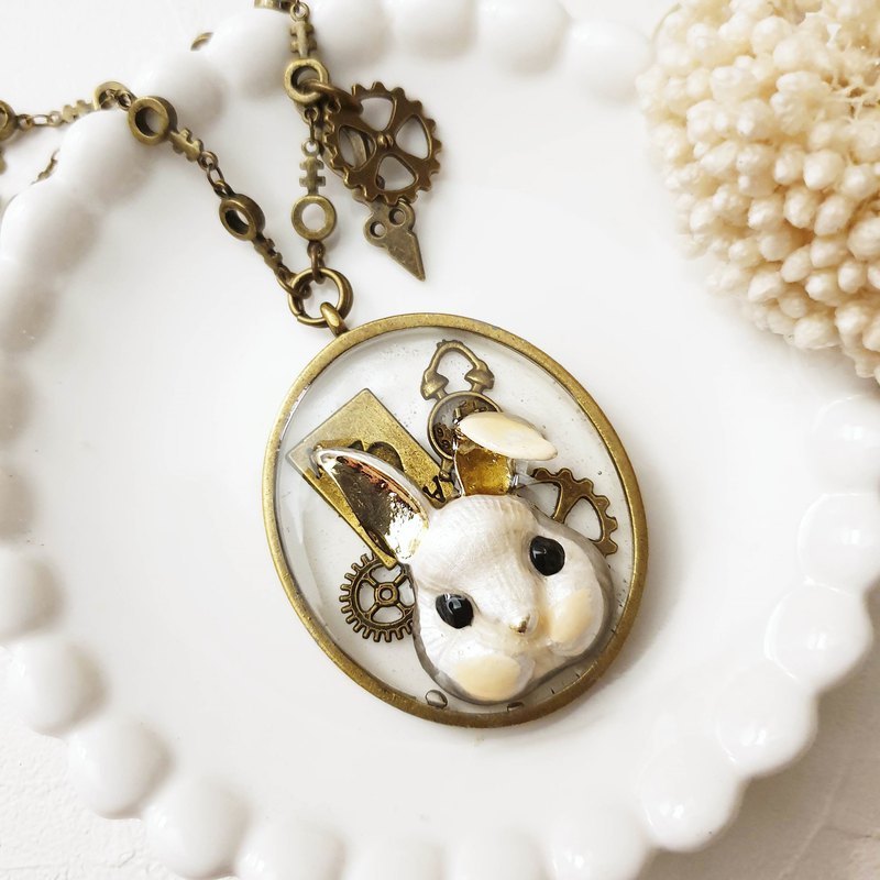 愛麗絲夢遊仙境 x 復古長項鍊 - 白兔子