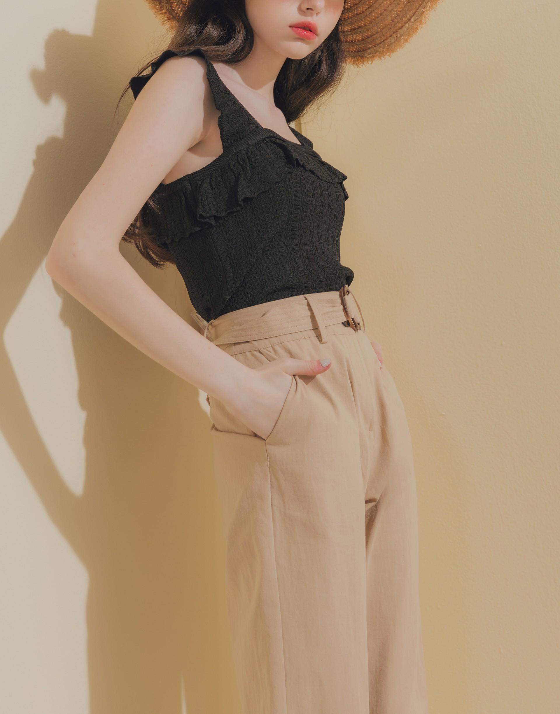 PAZZO+浪漫率真荷葉針織背心