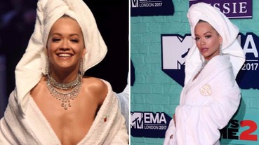好吸睛！小天后 Rita Ora 《最新穿搭》穿「浴袍」「毛巾頭」出席歐洲MTV音樂大獎！