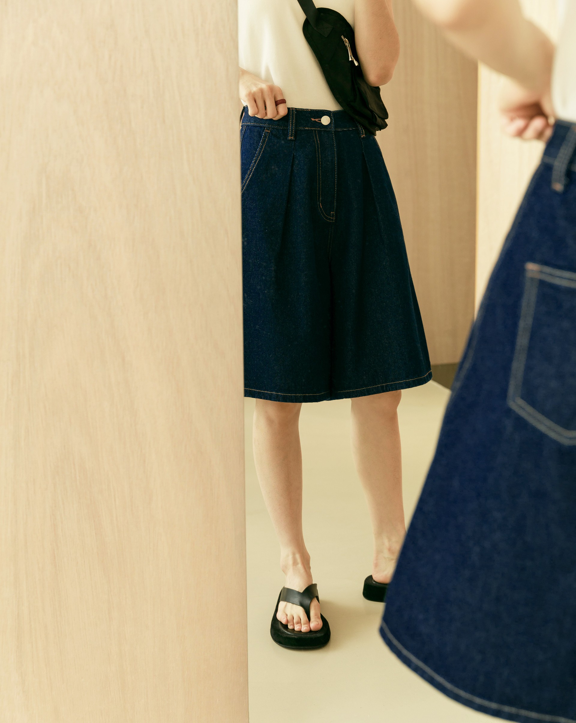 男孩感原色丹寧五分褲-Meierq