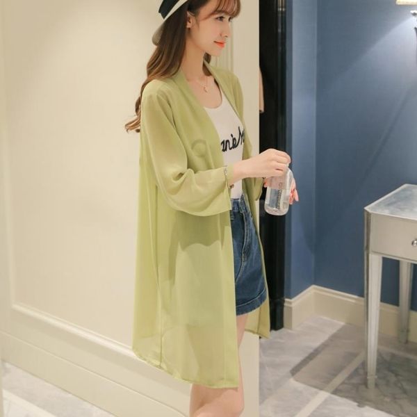 售完即止-薄外套防曬衣罩衫小外套夏季女裝雪紡衫長袖女庫存清出（5-24T）