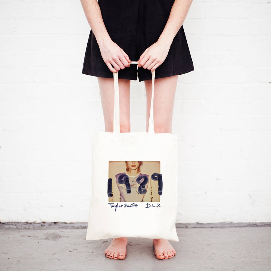 【快速出貨】Taylor Swift 1989 帆布男女肩背手提環保購物袋 米白色 泰勒絲人物音樂