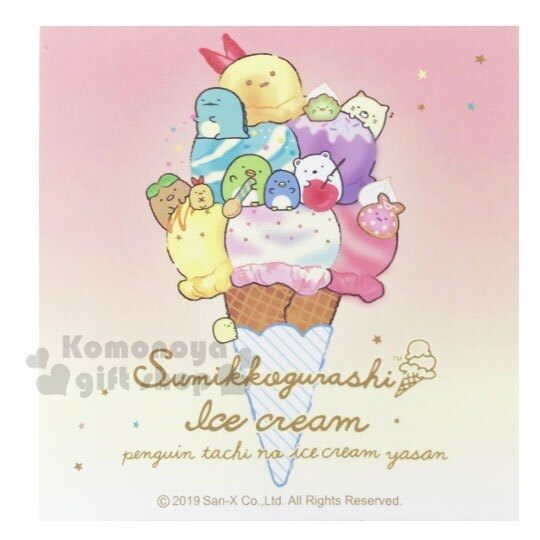 〔小禮堂〕角落生物 迷你方形便條本《粉黃.冰淇淋》便條紙.留言紙 4714551-87469