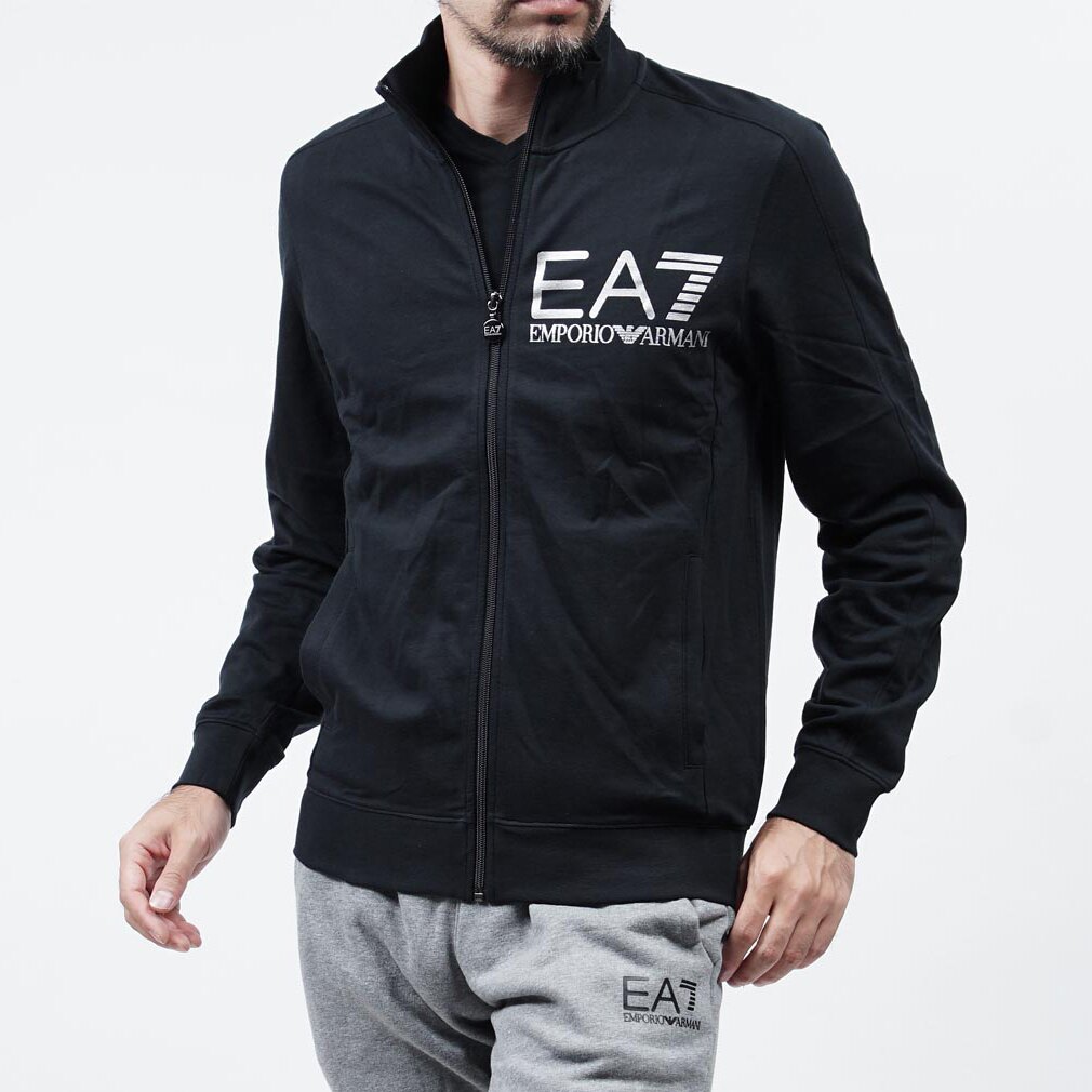 美國百分百【全新真品】Emporio Armani 外套 立領 夾克 EA7 棉質 運動 黑色 XS S號 F826