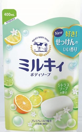 日本【牛乳石鹼】牛乳精華沐浴乳補充包(柚子果香)400ml