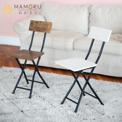 《MAMORU》無印風復古木紋方型折疊椅 (摺疊椅/戶外椅/餐椅/靠背椅/化妝椅)