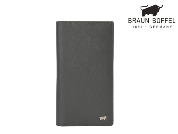 【全新品公司貨】BRAUN BUFFEL 壓紋多卡拉鍊長夾 深灰 【寧寧小舖/台中30年老店】BF306-301-1