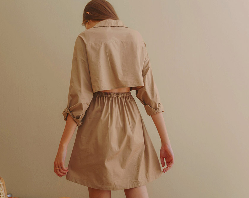 心機露背襯衫短洋裝