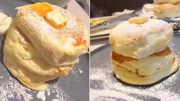 層層堆疊超厚起司鬆餅，Q彈模樣超誘人，減肥的事只好明天再說！