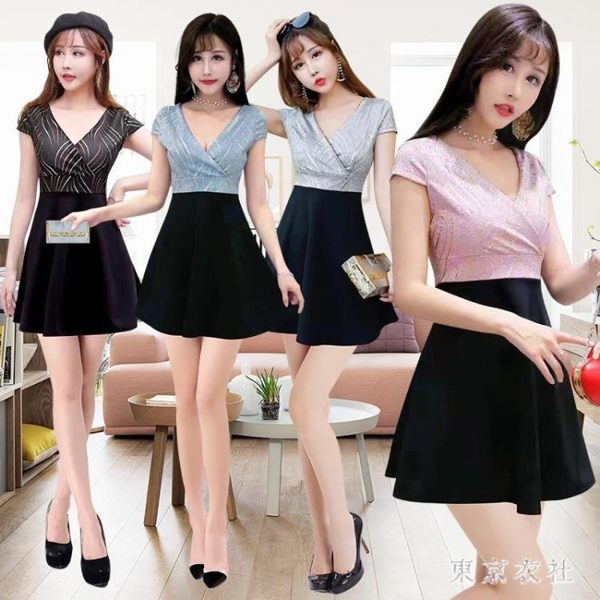 大碼新款夜店氣質修身顯瘦裙子 技師工作服工衣夜場女裝性感洋裝 LN3683【東京衣社】