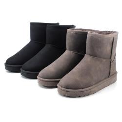 cher美鞋 經典素面雪靴-黑/卡其-0710160306-03