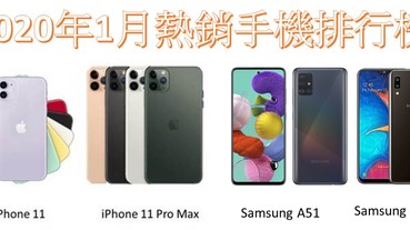台灣2020年1月熱銷手機排行榜
