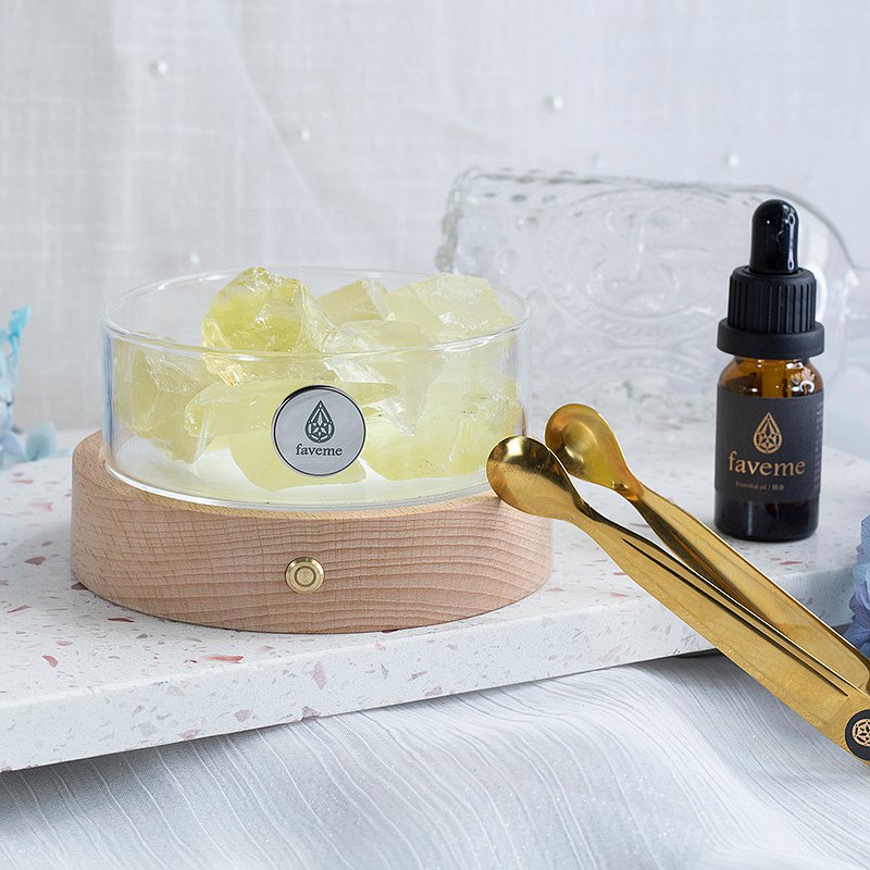 天然擴香礦石 櫸木-極光燈組 黃水晶